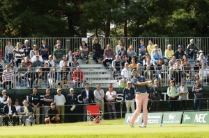 日本オープンが開催された茨城ＧＣ東コースの１番ティーグラウンド。スーパースター不在でちょっぴり寂しいメジャーになった。（提供＝ＪＧＡ）